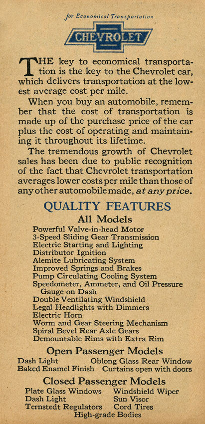 1924 Chevrolet Brochure Page 1